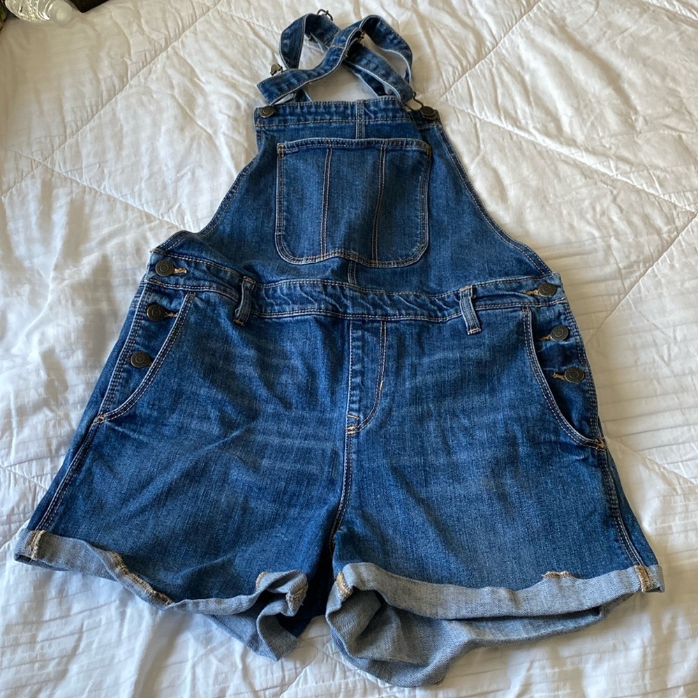 short overalls in a deep blue color vintage old navy